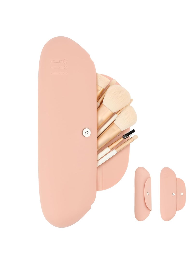 DUcare Travel Makeup Brush Holder 1PC Portable Make Up Brush Organizer Cosmetic Travel Case, Silicone Waterproof Makeup Brush Bag