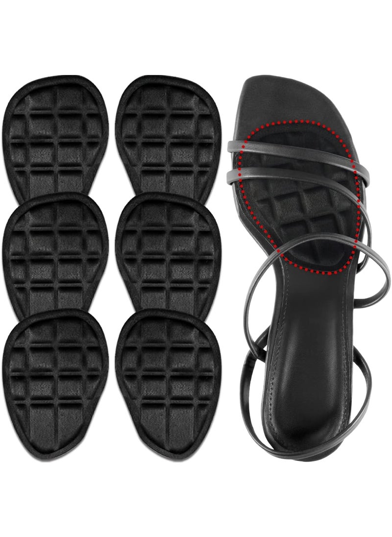 Urwalk Ball of Foot Cushions, Metatarsal Pads, Forefoot Pads, Anti Slip Shoe Inserts for Open Toe Shoe, Shoe Pads Heel Pads for Stop Feet from Sliding Forward- 3 Pairs (Clear) (Black)