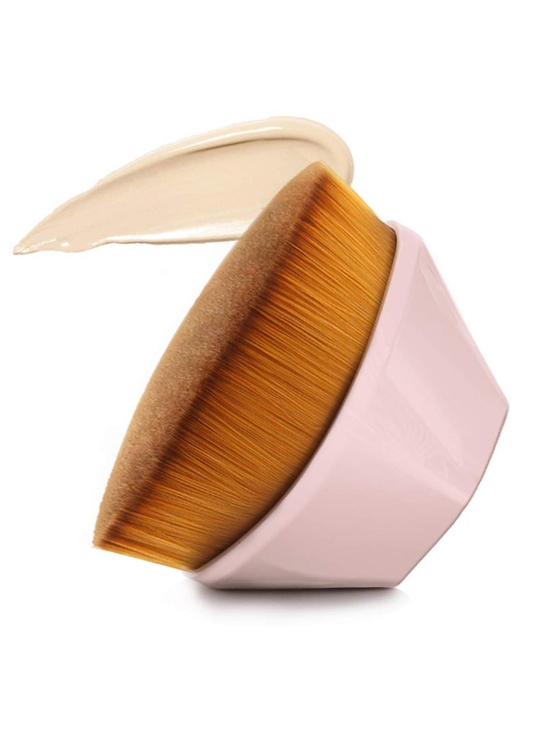 Daubigny Foundation Makeup Brush Flat Top Kabuki Hexagon Face Blush Liquid Powder Foundation Brush for Blending Liquid, Cream or Flawless Powder Cosmetics with Bonus Protective Case (Light Pink)