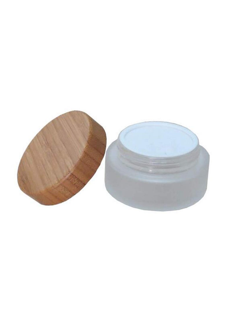 1PCS 100ML/ 3.4OZ Frosted Glass Cream Bottle with Environmental Bamboo Lid Empty Refillable Eye Cream Lotions Ointment Cosmetic Crams Jar Makeup Travel Bottles Samples Containers Pot
