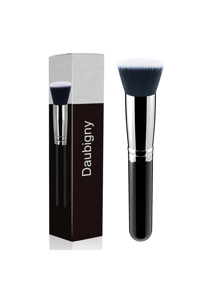 Makeup Brush Daubigny Flat Top Foundation Brush for Liquid Makeup Premium and Professional Make Up Foundation Brush Perfect for Mineral Foundation Highlight Flawless Powder Buffing Blending (Black)