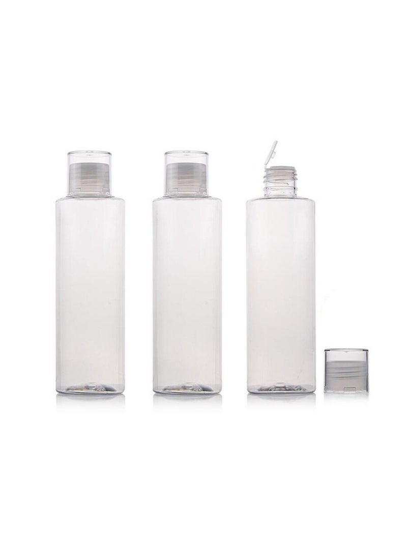 3PCS Empty Clear Refillable Plastic Toner Lotion Cleanser Bottle Jars Travel Cosmetic Storage Container Packing Holder Organizer for Makeup Water Essential Oil Shampoo Shower Gel (250ml/8oz)