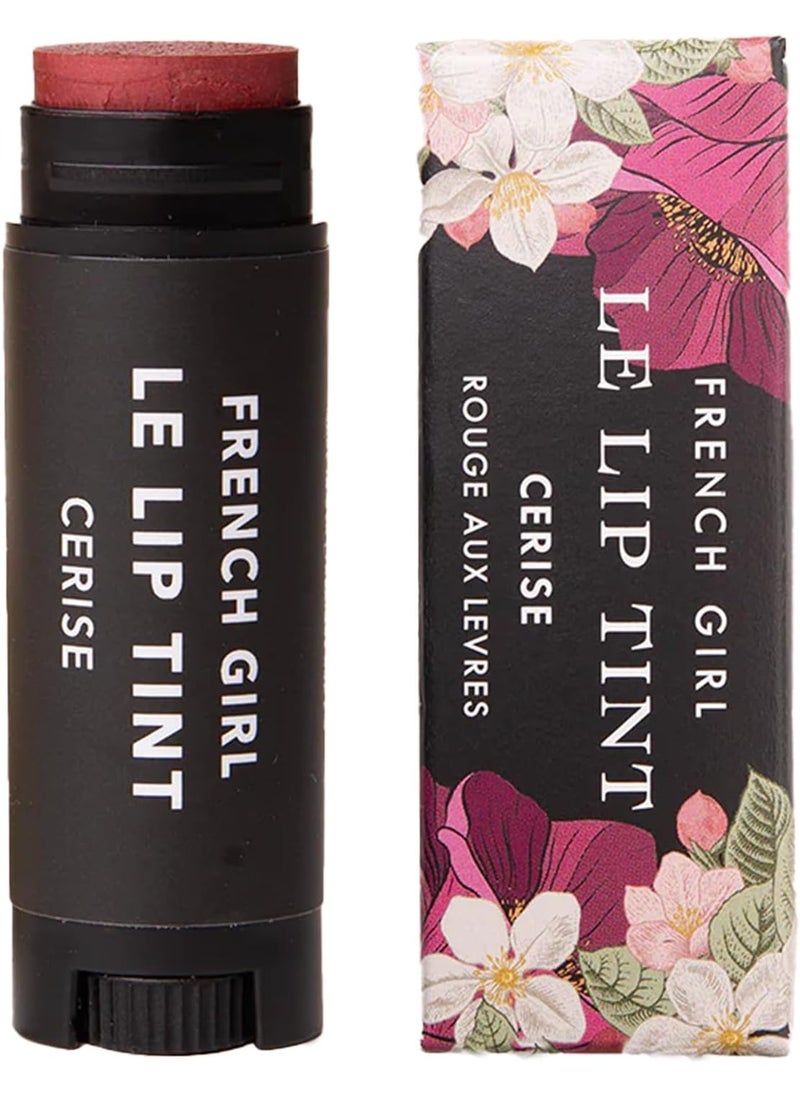 French Girl Le Lip Tint - Moisturizing & Hydrating Lip Balm for Sheer, Buildable Coverage & Shine, Clean Formula, Organic Ingredients, Vegan & Cruelty-Free - Cerise