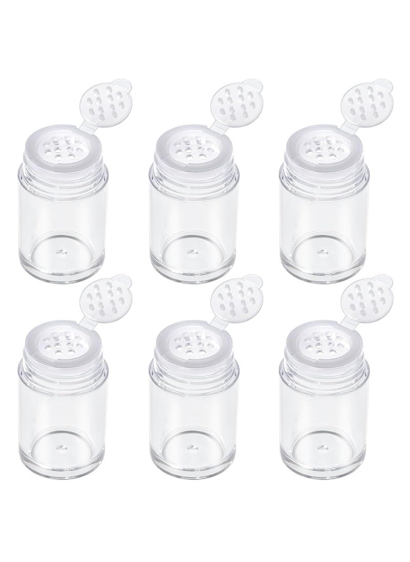 RAYNAG 6 Pieces Mini Empty Loose Powder Bottle Travel Cosmetic Glitter Powder Eye Shadow Shaker Bottle with Sifter and Lids (12 holes)