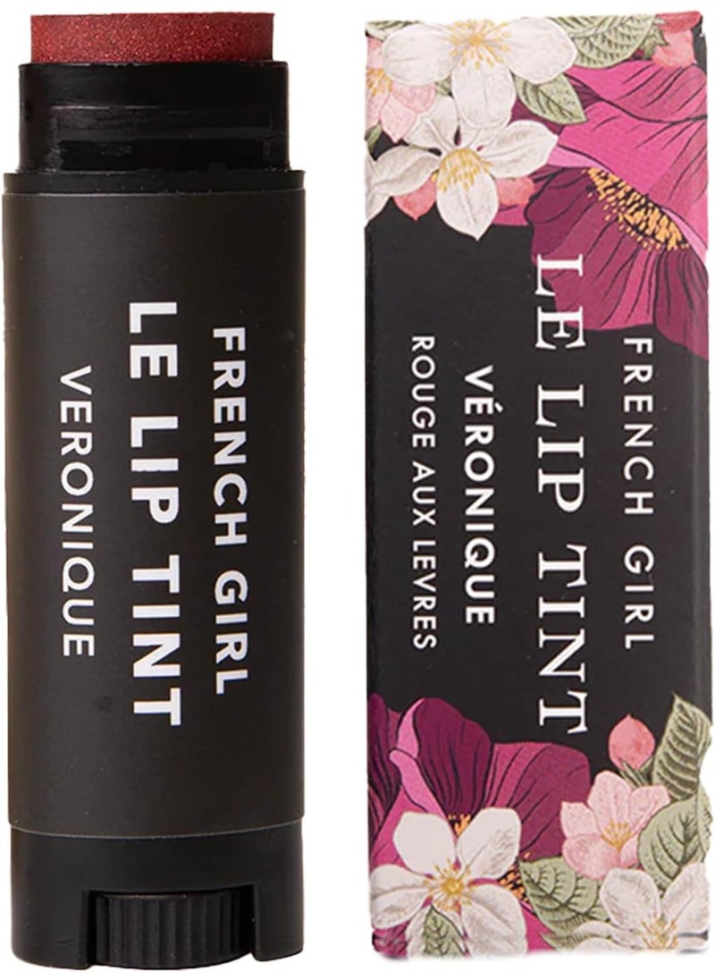 French Girl Le Lip Tint - Moisturizing & Hydrating Lip Balm for Sheer, Buildable Coverage & Shine, Clean Formula, Organic Ingredients, Vegan & Cruelty-Free - Veronique