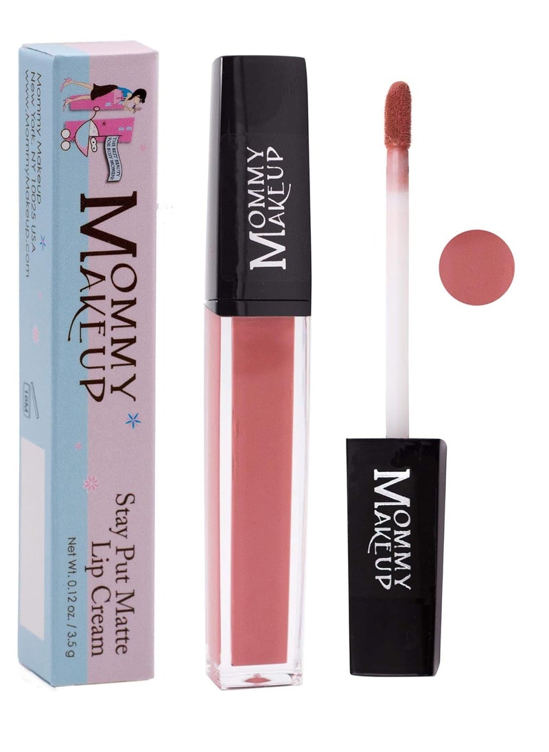 Mommy Makeup Stay Put Matte Lip Cream - Kiss-proof, Transfer-proof, Smudge-Proof, Waterproof, Long Lasting Lipstick - Hydarting Formula with Vitamin E (Rosebud)