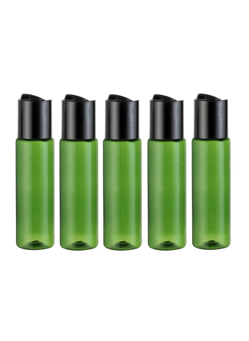 12PCS 30ML 1OZ Green Empty Plastic Bottle with Black Press Disk Top Cap Toner Lotion Makeup Water Essence Storage Holder Sample Jar Refillable Cosmetic Container for Travel Vacation Daily Life Use