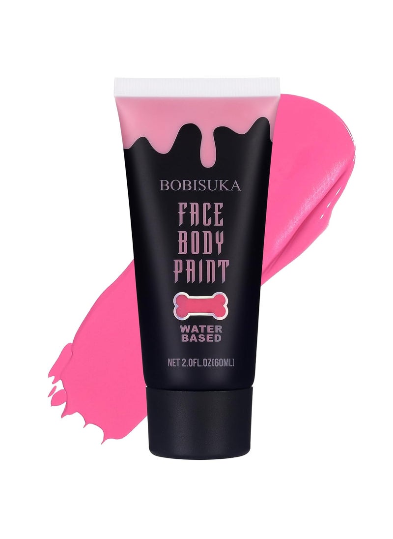 BOBISUKA Pink Face Body Paint, Water Based Face Painting for Art Theater Halloween Party Cosplay Clown SFX Makeup for Women Adults, Non-Toxic Washable