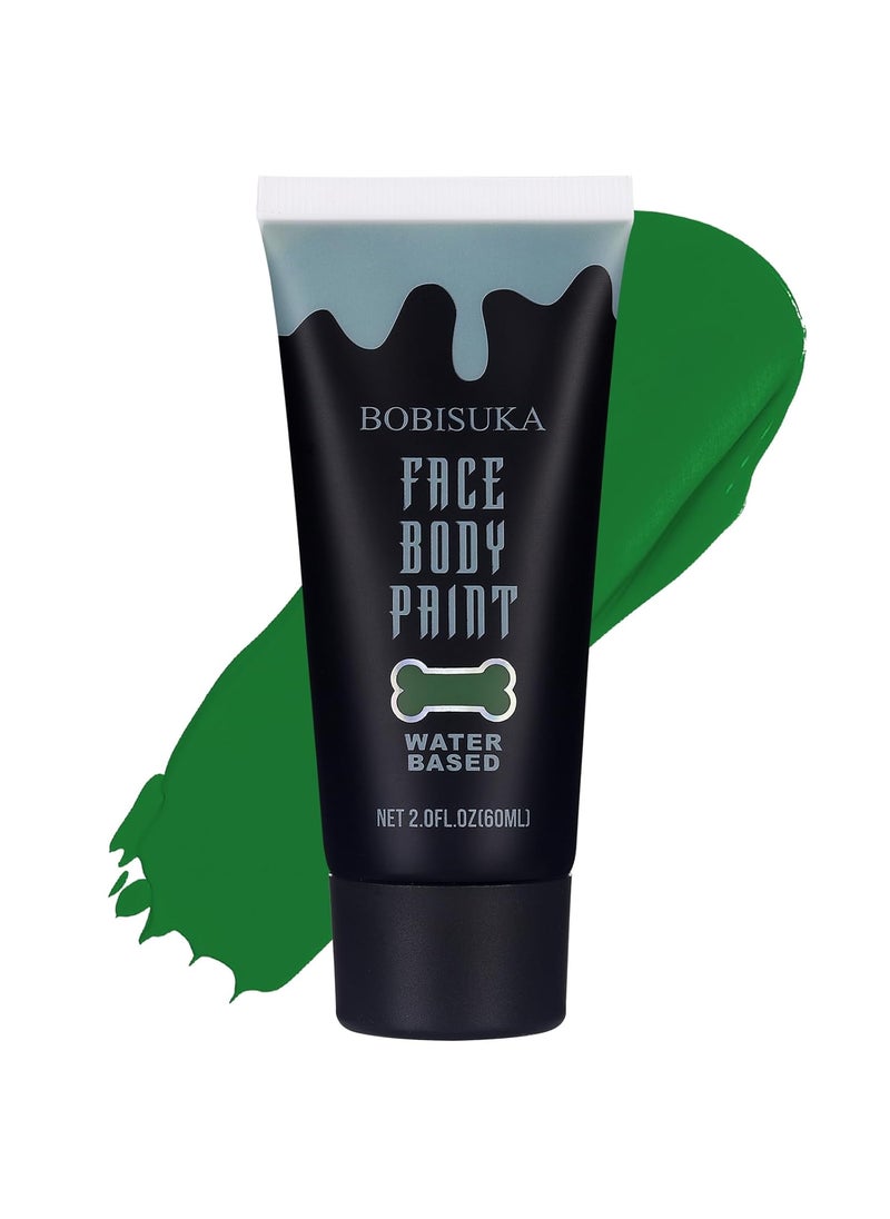 BOBISUKA Green Face Body Paint, Water Based Face Painting for Art Theater Halloween Party Cosplay Clown SFX Makeup for Women Adults, Non-Toxic Washable