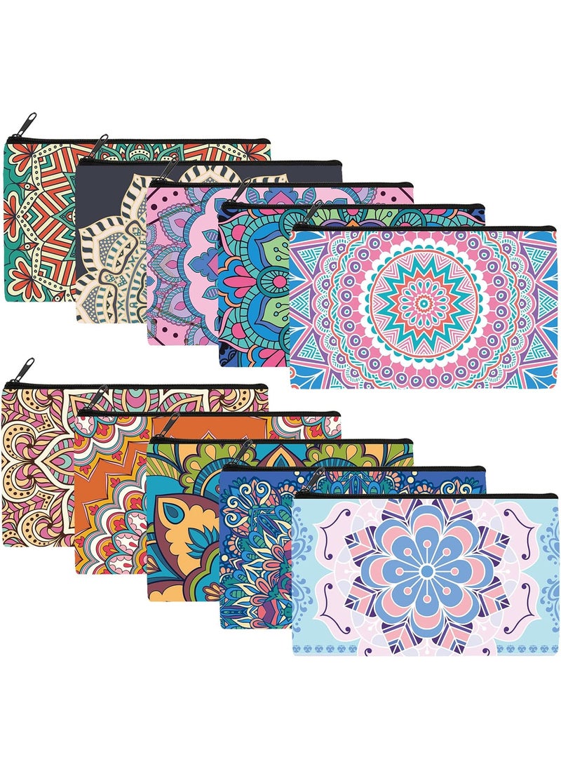 Reginary 20 Pieces Cosmetic Bag for Women, Roomy Makeup Bags with Zipper Toiletry Bag Pouch Travel Packing Accessory Organizer Gifts, 7 x 4.3 Inches (Mandala)