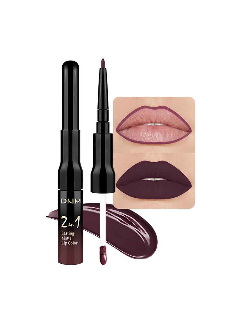 evpct 1Pcs Dark Wine Red Lip Stain Paint Matte Lip Liner and Lipstick Set Long Lasting Smudge Proof labiales matte mate larga duracion listip 24 hours a prueba de agua mate 24 horas originales,17#