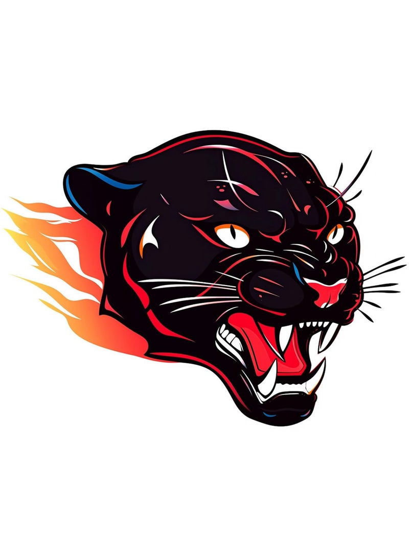 6 Sheets Fake Tattoos Set Illustration of a Black Panther with Angry Face Expression Temporary Tattoos suitable for Adult Women Men for Children Boys and Girls