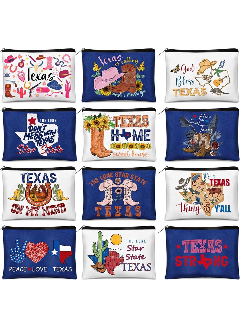 Reginary 12 Pcs City Souvenir Gifts Texas State Gifts Chicago City Souvenirs California Makeup Bag Zippered Bag Cosmetic Bag for Women Traveler Souvenirs