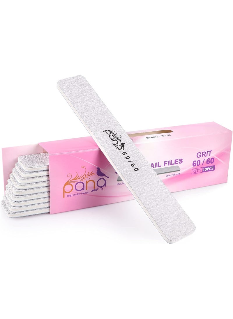 PANA Jumbo Double-Sided Emery Nail File for Manicure, Pedicure, Natural, and Acrylic Nails - Zebra (Grit 60/60) - 50 Piece Pack