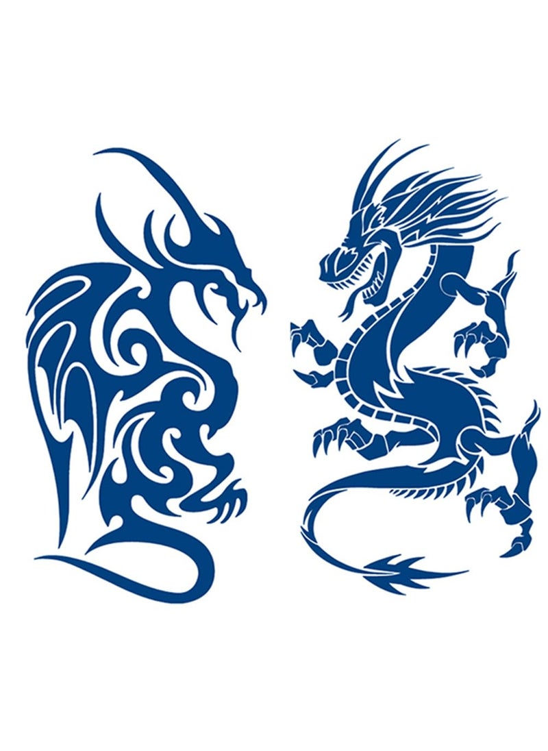 2 Sheets Semi Permanent Waterproof Temporary Tattoos, Lasts 1-2 Weeks, Realistic Look, No Adhesive, No Reflection Adult Body Art Stickers, Dragon Totem