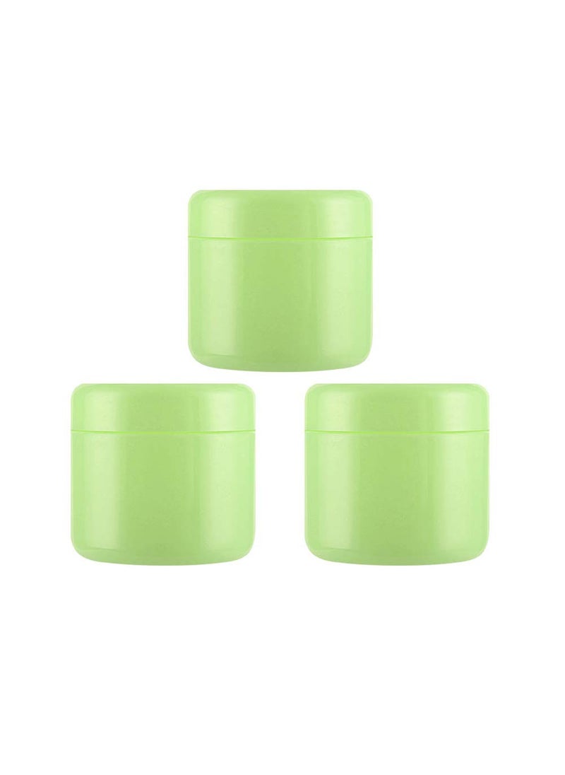 3Pcs 150ml/5oz Green PS Empty Refillable Leakproof Cosmetic Jars with Liners Dome Lid Facial Body Cream Pots Tins Boxes Cases Containers Dispense Sample Bottle for Cosmetic Cream Lotion Storage