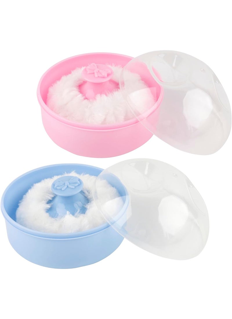 AUEAR, Set of 2 Body Cosmetic Powder Puff Sponge Box Case Container 3.74x2.95 Inch for After-Bath to Use