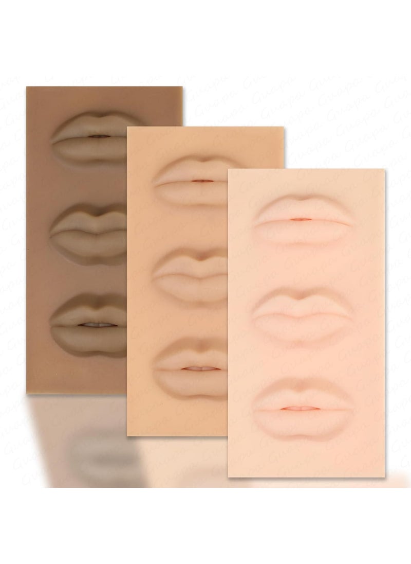 Guapa 3D Tattoo Lip Blush Practice Skin European Solid lip block with 3 Lips Shape Soft Silicone Latex for Semi Permanent Make Up Microblading Lip Training (BeigeTone)