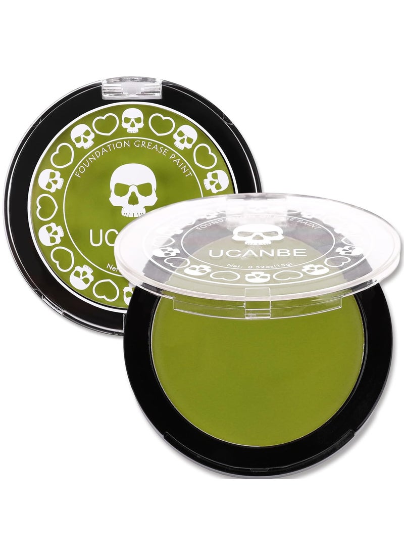 UCANBE Ogre Green Face Body Paint Makeup Foundation, Green Greasepaint for Christmas & St. Patrick's Day, Face Painting Kit for Halloween Monster Witch Goblin Shrek Hulk Gamora SFX Makeup & Costume