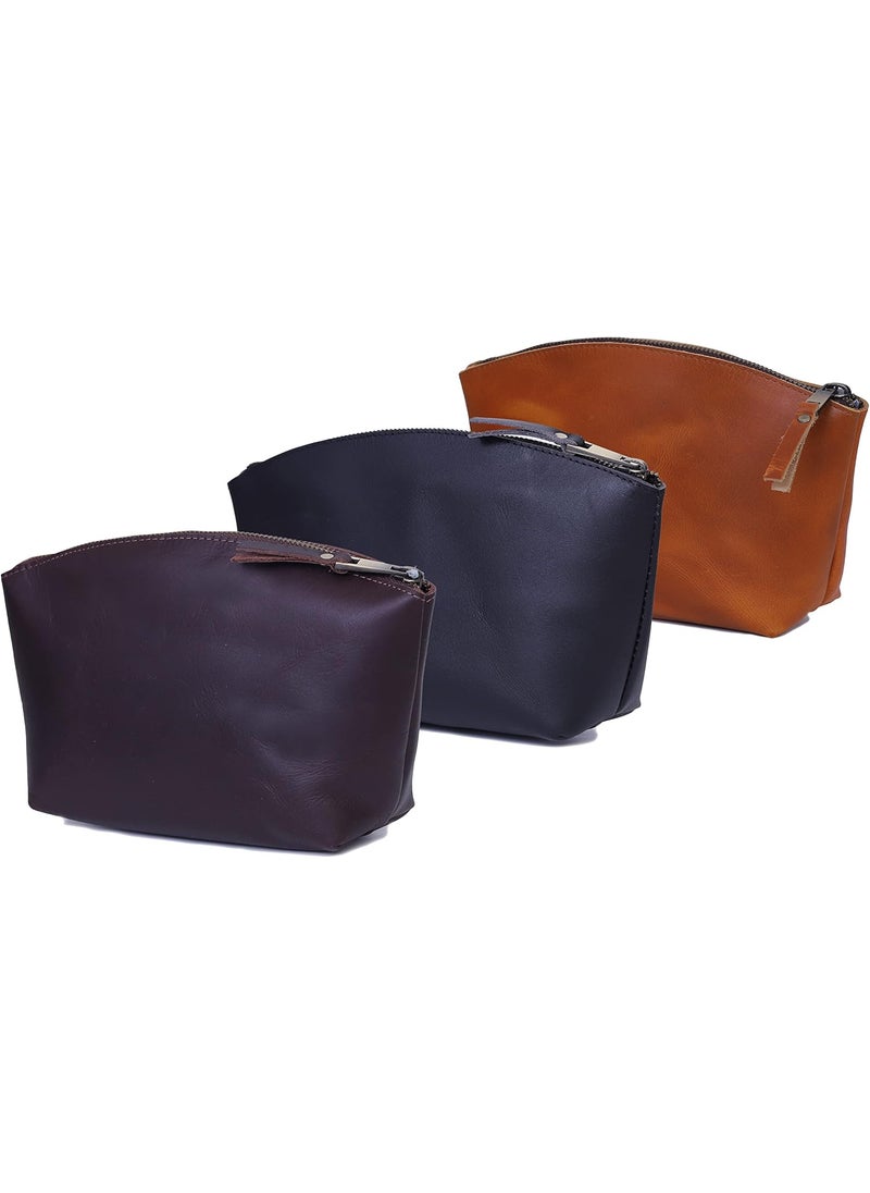 cuero Tan Leather Bag Makeup Bag Cosmetic t For Her For Her toiletry dopp kit Cosmetic Bag