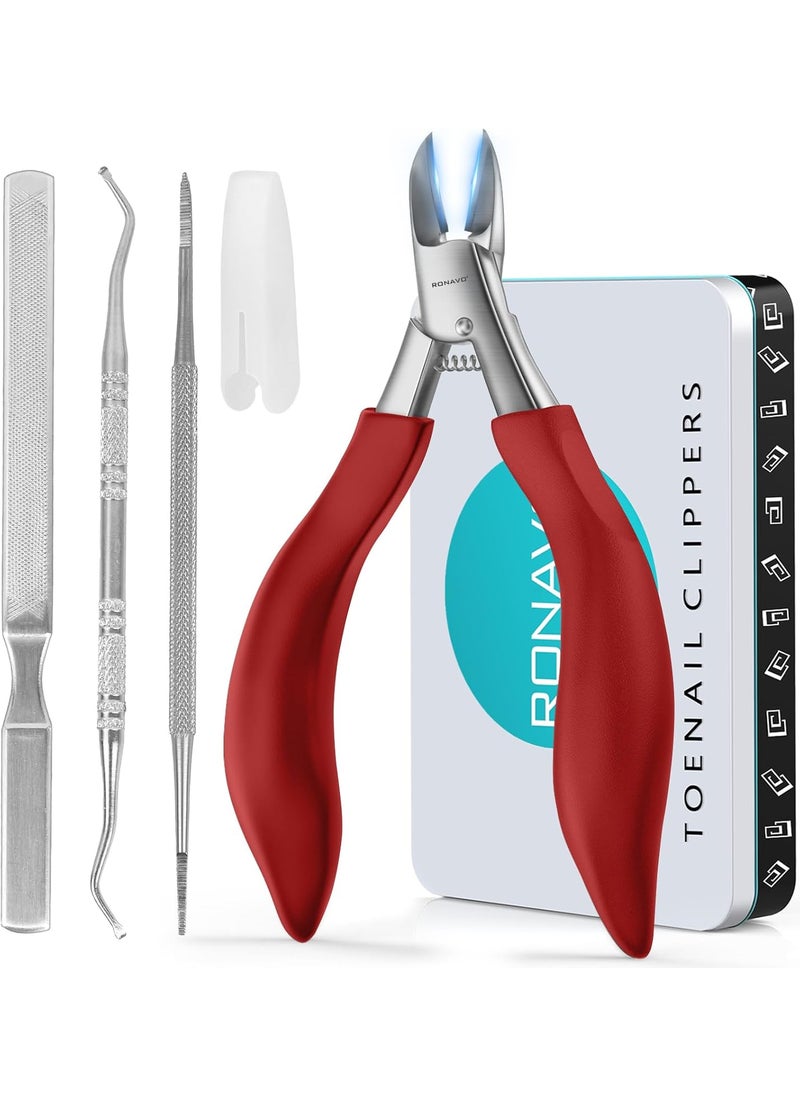 Toenail Clippers for Ingrown & Thick Toenails - Heavy Duty Toe Nail Clippers for Remove Side Ingrown Toenail with Angled Sharp Blades, Professional Pedicure Tool with Long Handle for Seniors & Men