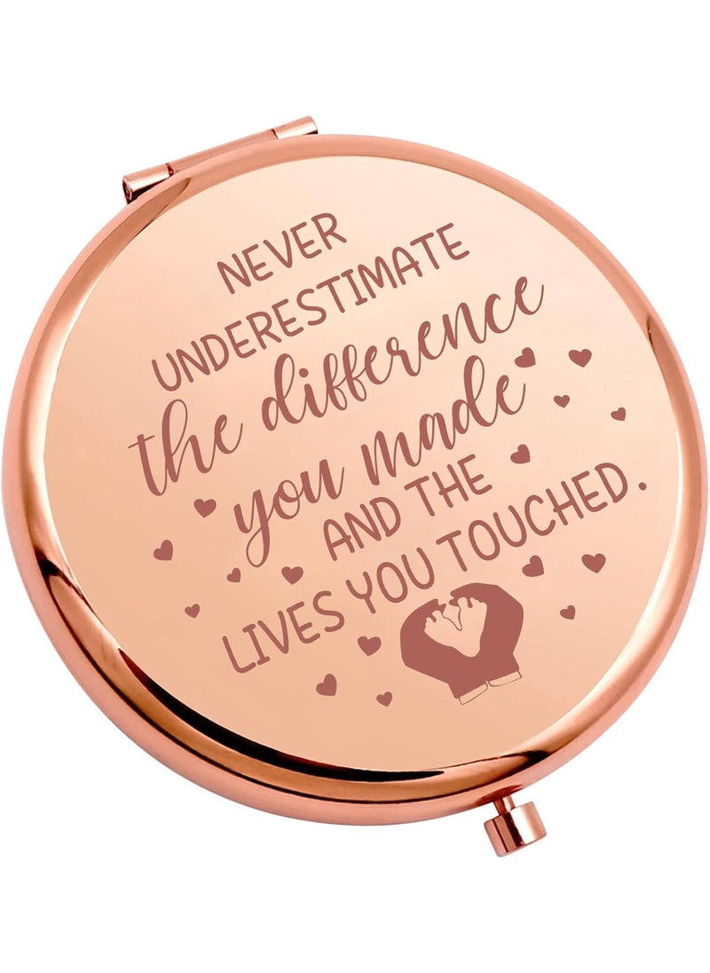 SEIRAA Midwife Gifts Midwife Nurse Compact Makeup Mirror Never Underestimate The Difference You Made Thank You Midwife Gift (Never Underestimate Mirror)