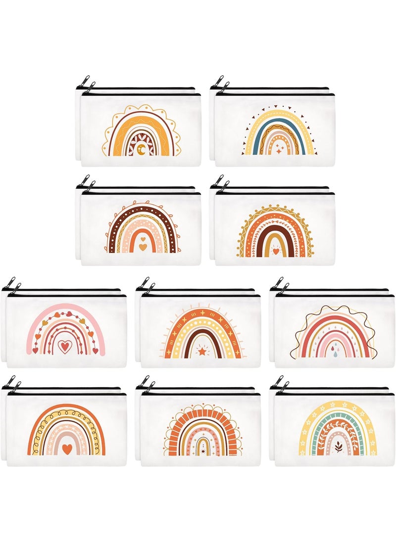 Reginary 20 Pieces Cosmetic Bag for Women, Roomy Makeup Bags with Zipper Toiletry Bag Pouch Travel Packing Accessory Organizer Gifts, 7 x 4.3 Inches(Boho Rainbow)