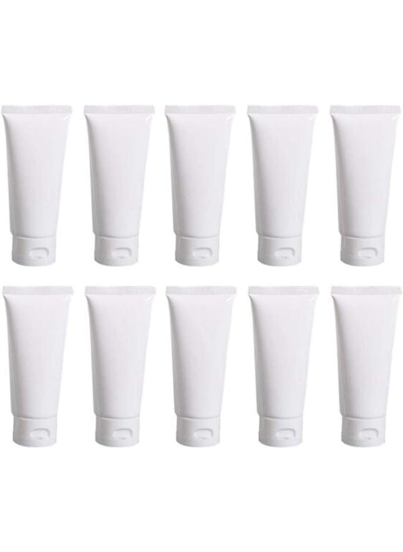 VASANA 20PCS 100ml/3.4oz Empty Refill White Plastic Cosmetic Lotion Tubes Bottles Shampoo Facial Cleanser Makeup Sample Soft Container Tube Bottle Vial Jar Pot Case with Flip Cap