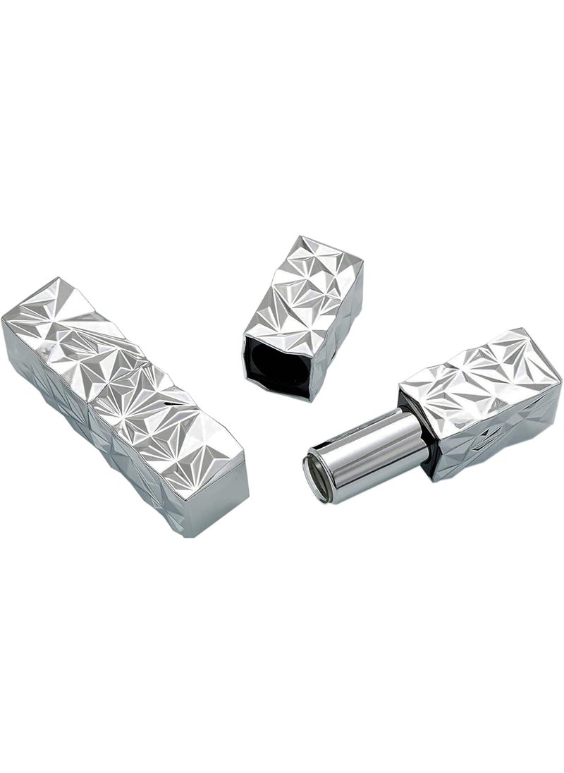 5 Packs 12.1mm Square Empty Lipstick Tubes Diamond Lip Balm Tube Container DIY Refillable Cosmetics Bottles with Magnetic Cap Beauty Packaging Bottle Holder Makeup Tool for Women Girl,Silver