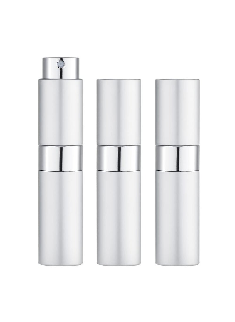 LISAPACK 8ML Atomizer Perfume Spray Bottle for Travel (3 PCS) Empty Cologne Dispenser, Portable Sprayer (Silver)