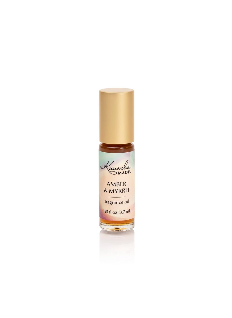 Kuumba Made Amber and Myrrh Exquisite Fragrance Oil | 0.125 Fl Oz | Notes of Sassafras, Bay Rum, and Frankincense | Clean, Long-Lasting Scent | Alcohol Free | Roll On Perfume