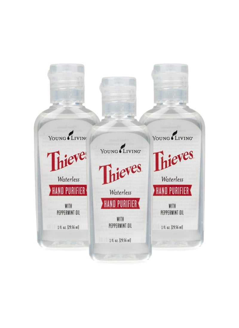 Young Living Thieves Waterless Hand Purifier - Effective and Convenient - 3 Pack of 1 fl oz - Clean Hands Anytime, Anywhere - Leaves Hands Soft - Convenient Carry