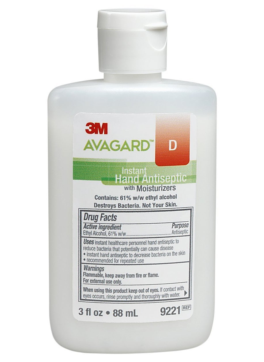 3M Avagard D Instant Hand Sanitizer with Moisturizers (61% w/w Ethyl Alcohol) 9221, 3 oz. Each