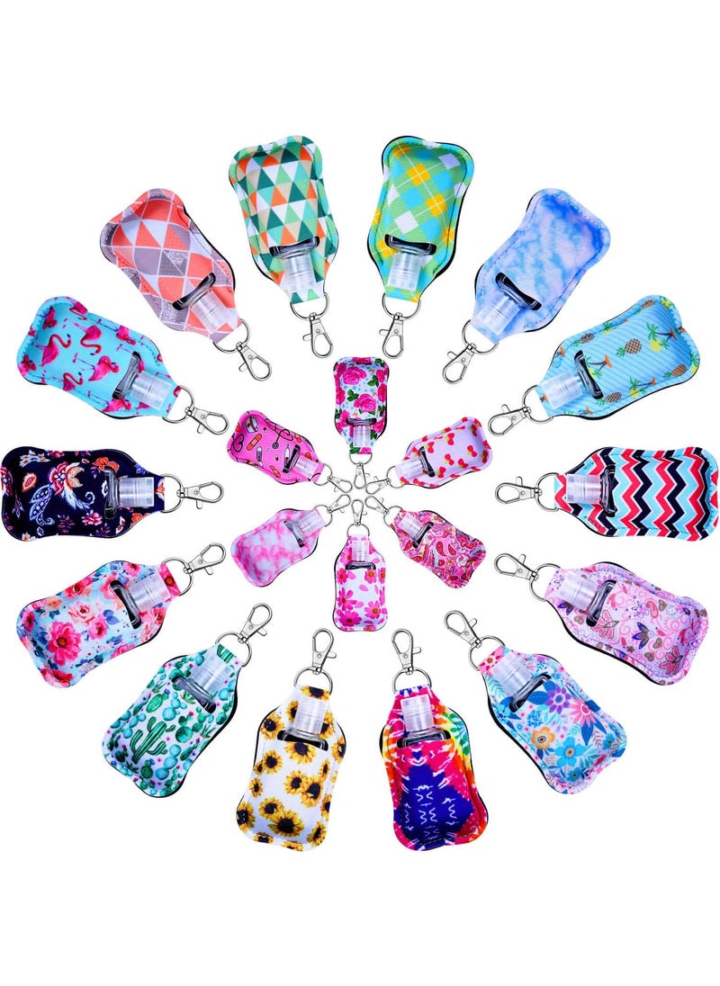 shynek Hand Sanitizer Holders, 40pcs Empty Travel Size Bottle and Keychain Holders Set Include 20pcs Flip Cap Reusable Bottles, 20pcs Reusable Bottles Keychain Carriers for Hand Sanitizer