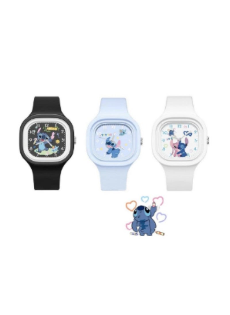 Stitch Cartoon Skin Feel Silicone High Quality Watch White