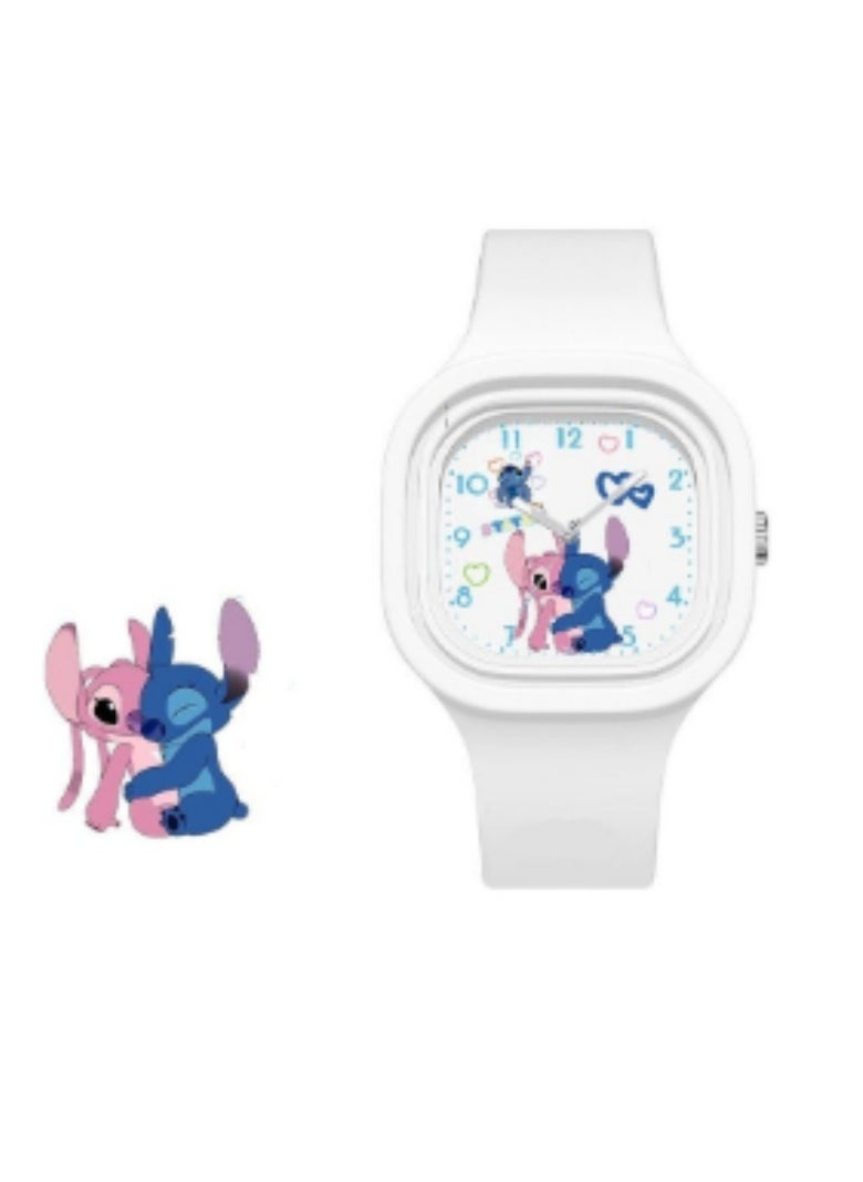 Stitch Cartoon Skin Feel Silicone High Quality Watch White