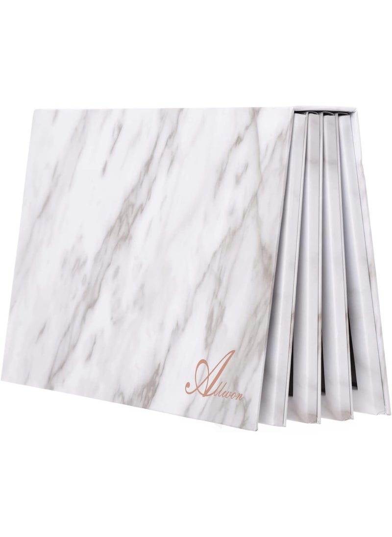 Allwon 4-Layer Book Shaped Marble Magnetic Palette Large Empty Makeup Palette Storage Box for Eyeshadow Lipstick Blush Powder (White)