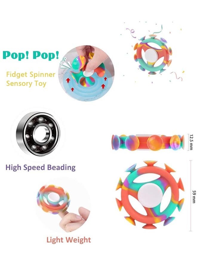 Silicone Sucker Fidget Spinners, Multicolor, Round, Fidget Spinner, Toys & Games, Casual, All Ages, Kids and Adults, Including Those with Sensory Needs