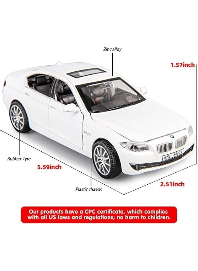 1/32 Compatible for 535i Model Car, Zinc Alloy Pull Back Toy car with Sound and Light for Kids Boy Girl Gift(White)