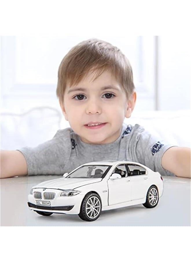 1/32 Compatible for 535i Model Car, Zinc Alloy Pull Back Toy car with Sound and Light for Kids Boy Girl Gift(White)