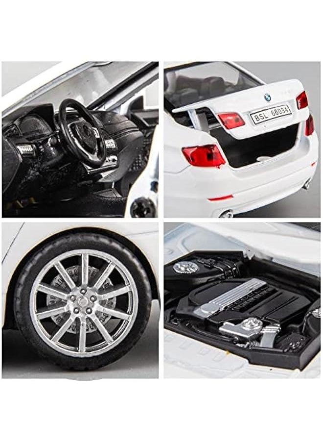 1/32 Compatible for 535i Model Car, Zinc Alloy Pull Back Toy car with Sound and Light for Kids Boy Girl Gift(White)