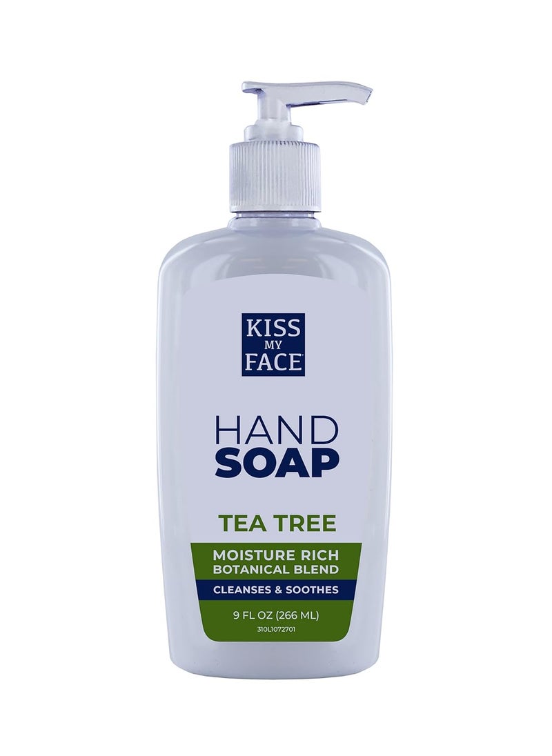 Kiss My Face Tea Tree Hand Soap - Purify Your Skin - With Added Antioxidant Support - Easy To Use Hand Soap Pump - Refreshing Tea Tree Scent - Cruelty Free Vegan Soap - 9 fl oz Bottle