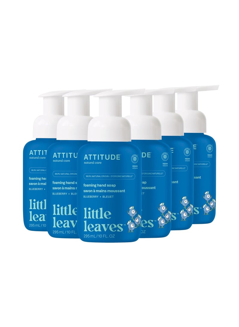 ATTITUDE Foaming Hand Soap for Kids, EWG Verified, Dermatologically Tested, Plant- and Mineral-Based Ingredients, Vegan, Blueberry, 10 Fl Oz (Pack of 6)