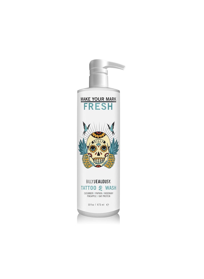 Billy Jealousy Make Your Mark Fresh Tattoo Wash, Cleansing and Hydrating Tattoo Aftercare Enriched With Cucumber and Rosemary, 16 Fl Oz