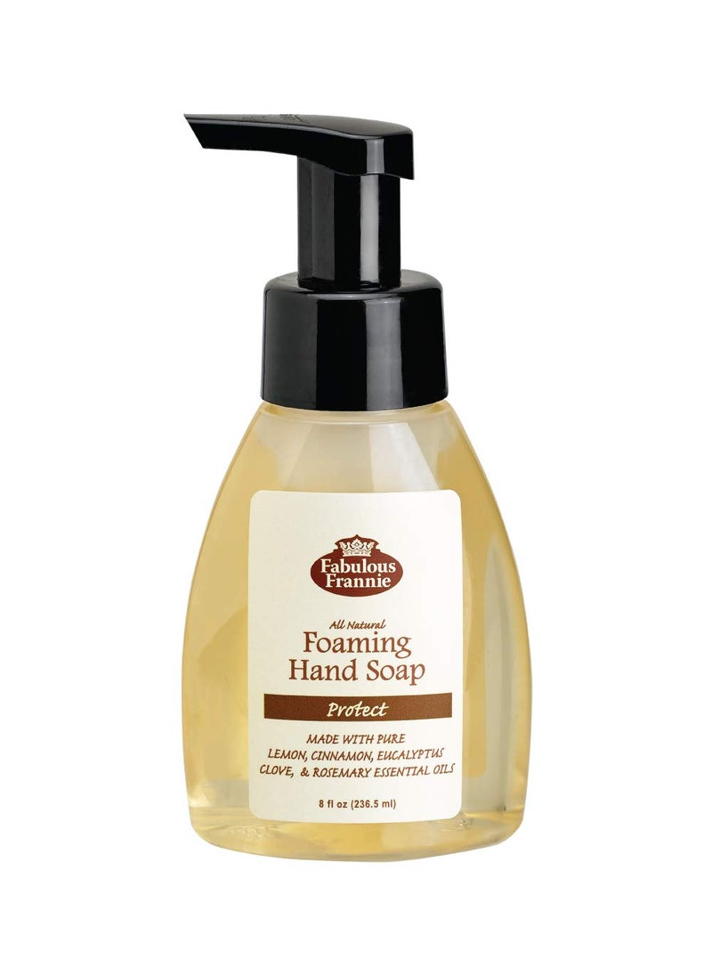 Fabulous Frannie All Natural Ingredients No Synthetics Protect Foaming Hand Soap made with Pure Essential Oils Clove, Lemon, Cinnamon, Eucalyptus and Rosemary 8oz (Pack of 1)