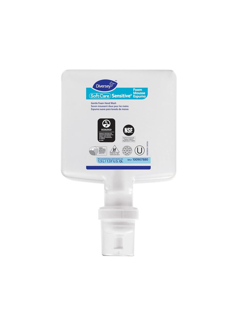 Diversey Soft Care Sensitive Foam Handwash For Intellicare Dispensers, Fragrance-Free, 1.3 L Refill, 6/carton