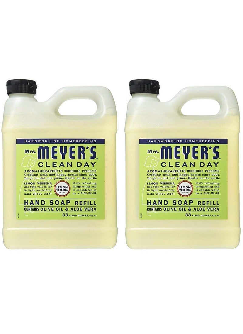 MRS. MEYER'S CLEAN DAY Liquid Hand Soap Refill Lemon Verbena, 33 Fl Oz (Pack of 2)