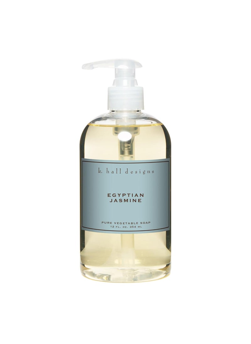 K. Hall Designs Egyptian Jasmine Liquid Hand Soap, Sweet Summery Jasmine Scent, Natural Liquid Soap for Bathroom & Kitchen, Plant-Based Formula, 12 fl oz