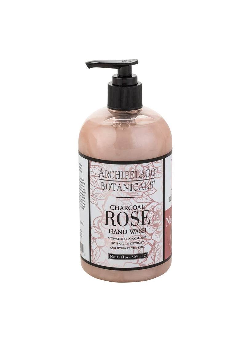 Archipelago Botanicals Charcoal Rose Liquid Hand Soap, Moisturizing Daily Hand Wash with Soap Pump, Kitchen or Bathroom Hand Soap, 17.0 Fl. Oz.