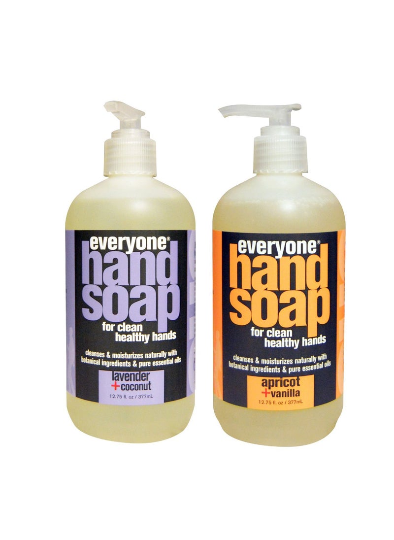 Everyone Botanical Lavender + Coconut Hand Soap & Everyone Botanical Apricot + Vanilla Hand Soap Bundle, 12.75 oz each